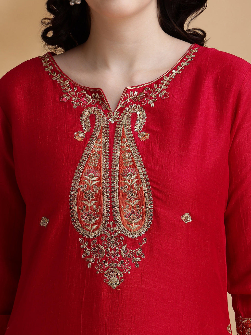 Embroidered Kurta With Pant & Embroidered Dupatta, Pink - Hiral Fashion | Grocsy
