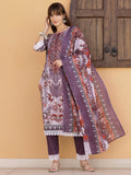 Pakistani Embroidered & Printed Kurta With Pant & Dupatta, Lavender - Hiral Fashion | Grocsy