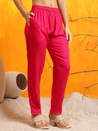 Embroidered Kurta With Pant & Dupatta, Pink - Hiral Fashion | Grocsy