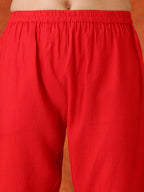 Embroidered & Printed Kurta With Pant & Coordinated Dupatta, Red - Hiral Fashion | Grocsy