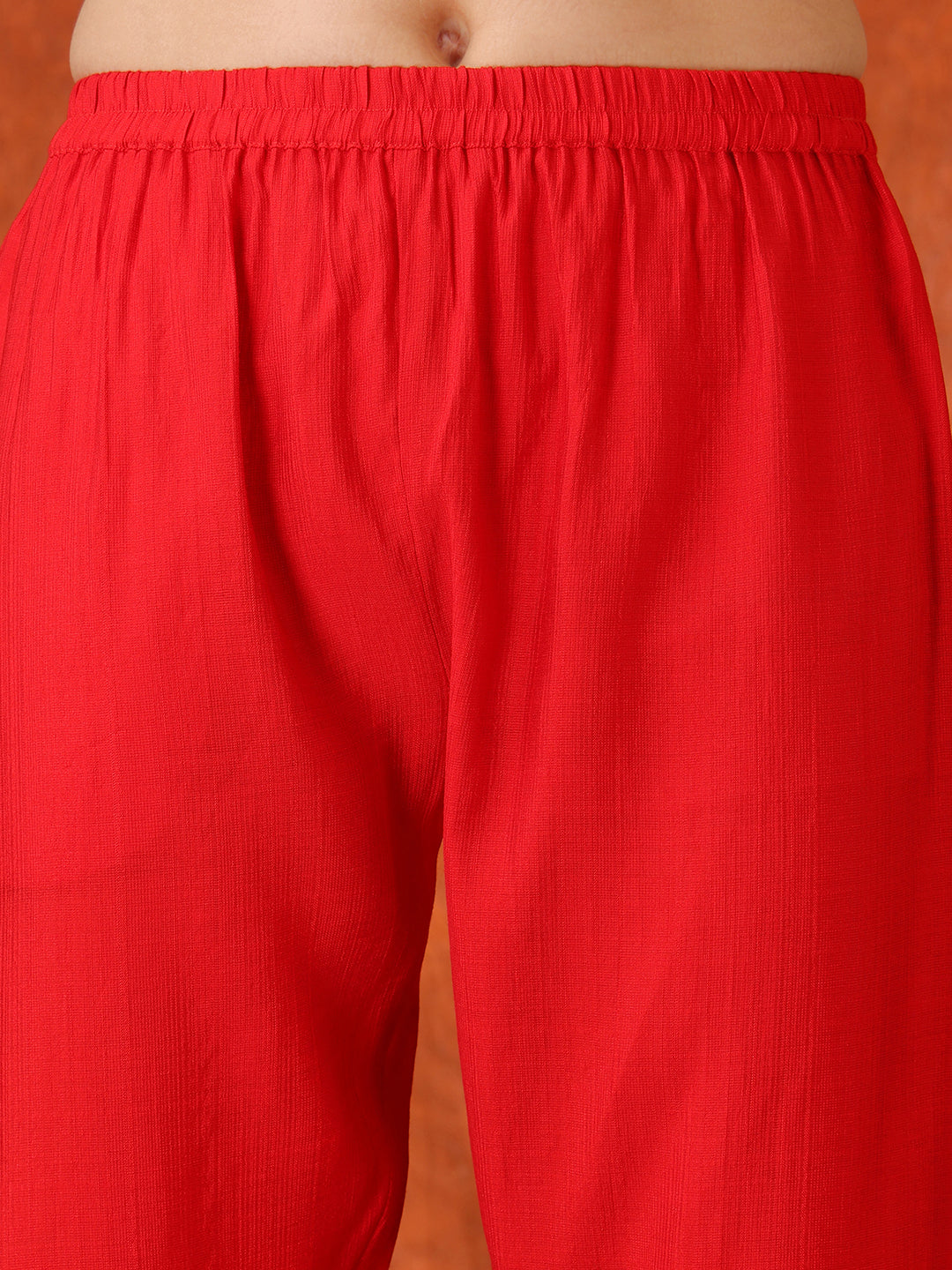 Embroidered & Printed Kurta With Pant & Coordinated Dupatta, Red - Hiral Fashion | Grocsy