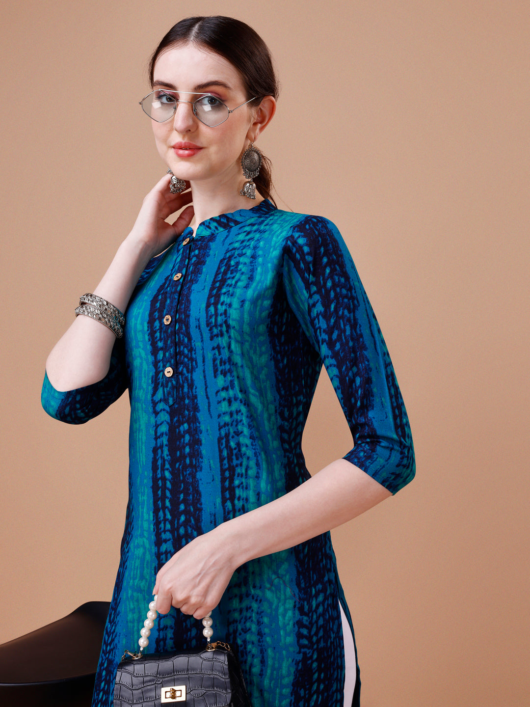 Shibori Printed Casual Wear Kurta, Multicolor - Hiral Fashion | Grocsy