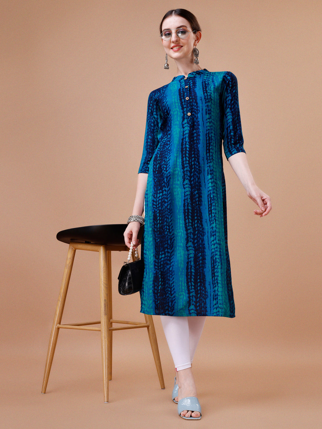 Shibori Printed Casual Wear Kurta, Multicolor - Hiral Fashion | Grocsy