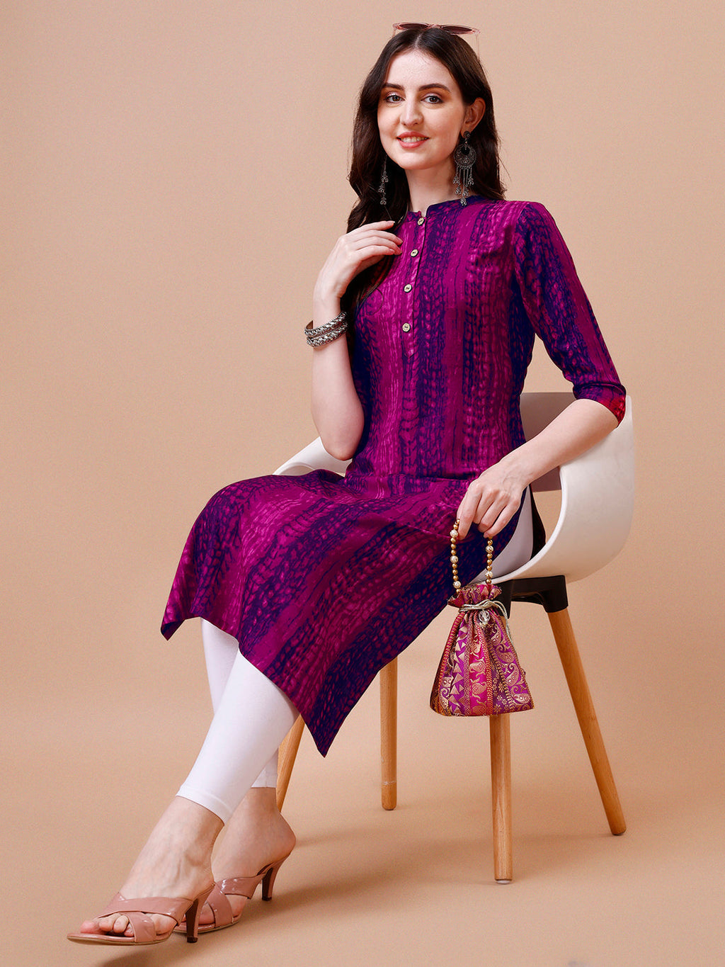 Shibori Printed Casual Wear Kurta, Multicolor - Hiral Fashion | Grocsy