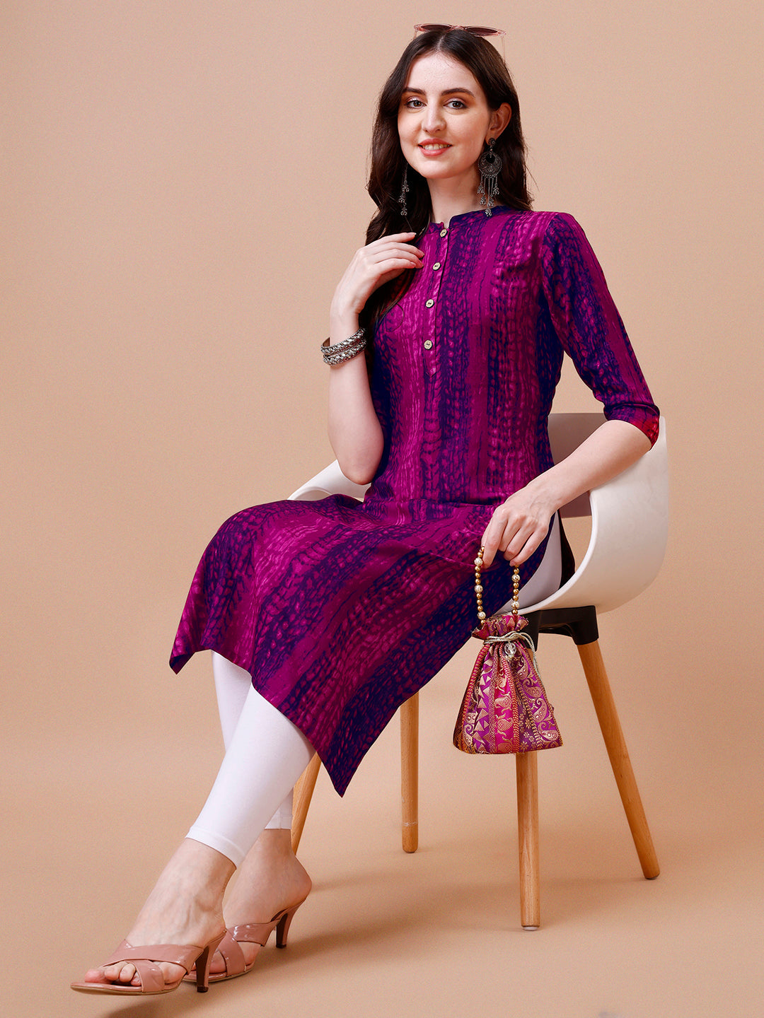 Shibori Printed Casual Wear Kurta, Multicolor - Hiral Fashion | Grocsy