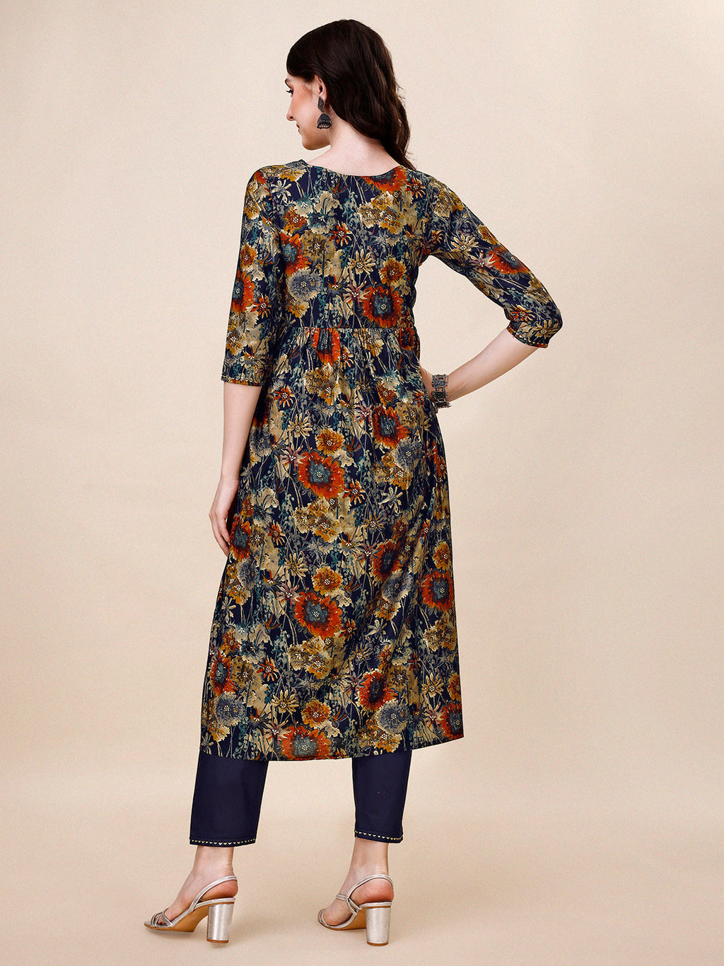 Alia Cut Printed & Embroidered Kurta With Pant & Dupatta Set, Multicolor - Hiral Fashion | Grocsy