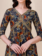 Alia Cut Printed & Embroidered Kurta With Pant & Dupatta Set, Multicolor - Hiral Fashion | Grocsy