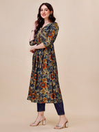 Alia Cut Printed & Embroidered Kurta With Pant & Dupatta Set, Multicolor - Hiral Fashion | Grocsy