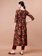 Alia Cut Printed & Embroidered Kurta With Pant & Dupatta Set, Multicolor - Hiral Fashion | Grocsy