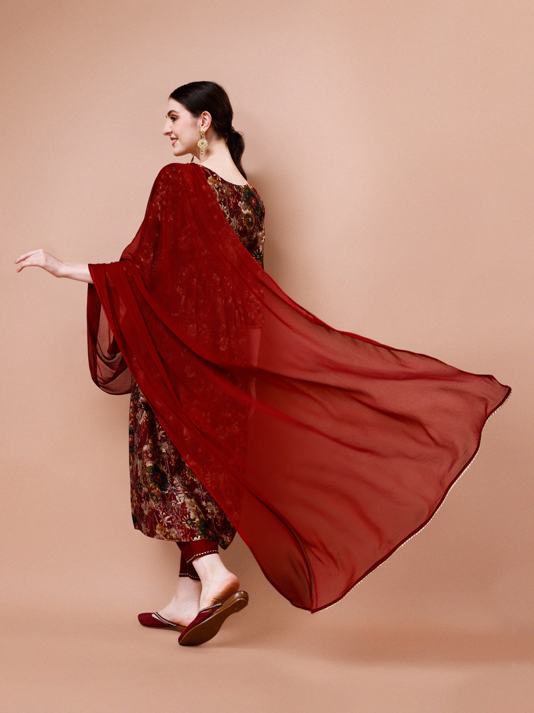 Alia Cut Printed & Embroidered Kurta With Pant & Dupatta Set, Multicolor - Hiral Fashion | Grocsy