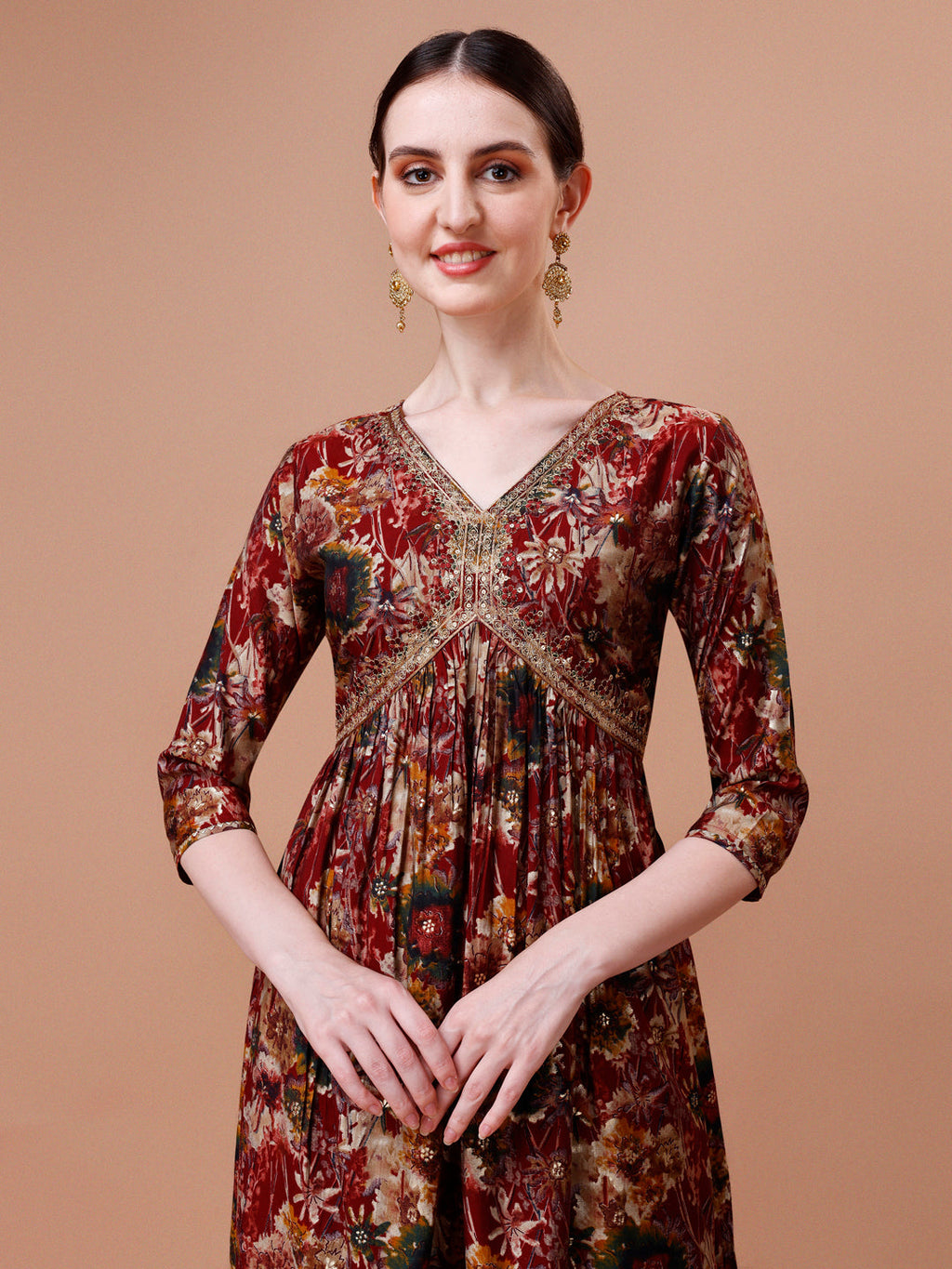 Alia Cut Printed & Embroidered Kurta With Pant & Dupatta Set, Multicolor - Hiral Fashion | Grocsy