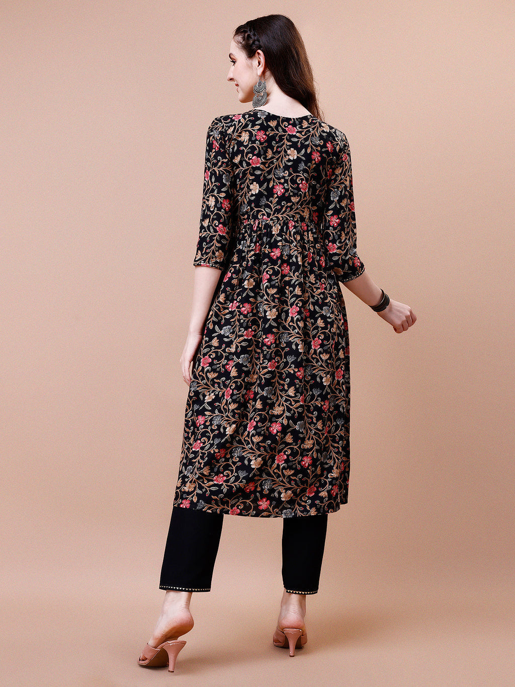 Alia Cut Embroidered & Floral Printed Rayon Kurta With Pant & Dupatta, Multicolor - Hiral Fashion | Grocsy