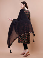 Alia Cut Embroidered & Floral Printed Rayon Kurta With Pant & Dupatta, Multicolor - Hiral Fashion | Grocsy