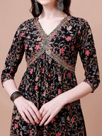 Alia Cut Embroidered & Floral Printed Rayon Kurta With Pant & Dupatta, Multicolor - Hiral Fashion | Grocsy