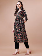 Alia Cut Embroidered & Floral Printed Rayon Kurta With Pant & Dupatta, Multicolor - Hiral Fashion | Grocsy