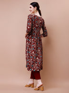 Alia Cut Embroidered & Floral Printed Rayon Kurta With Pant & Dupatta, Multicolor - Hiral Fashion | Grocsy