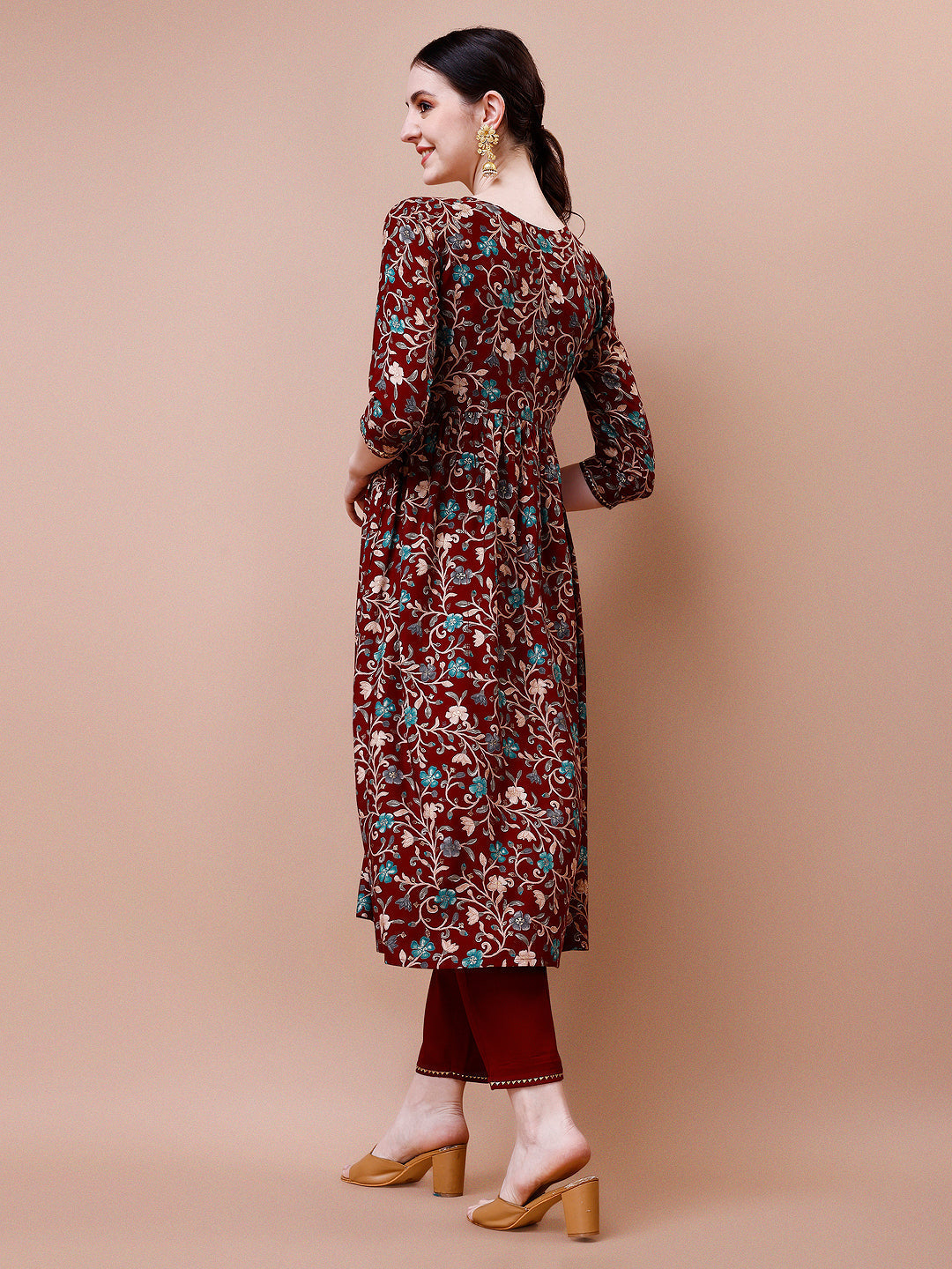 Alia Cut Embroidered & Floral Printed Rayon Kurta With Pant & Dupatta, Multicolor - Hiral Fashion | Grocsy