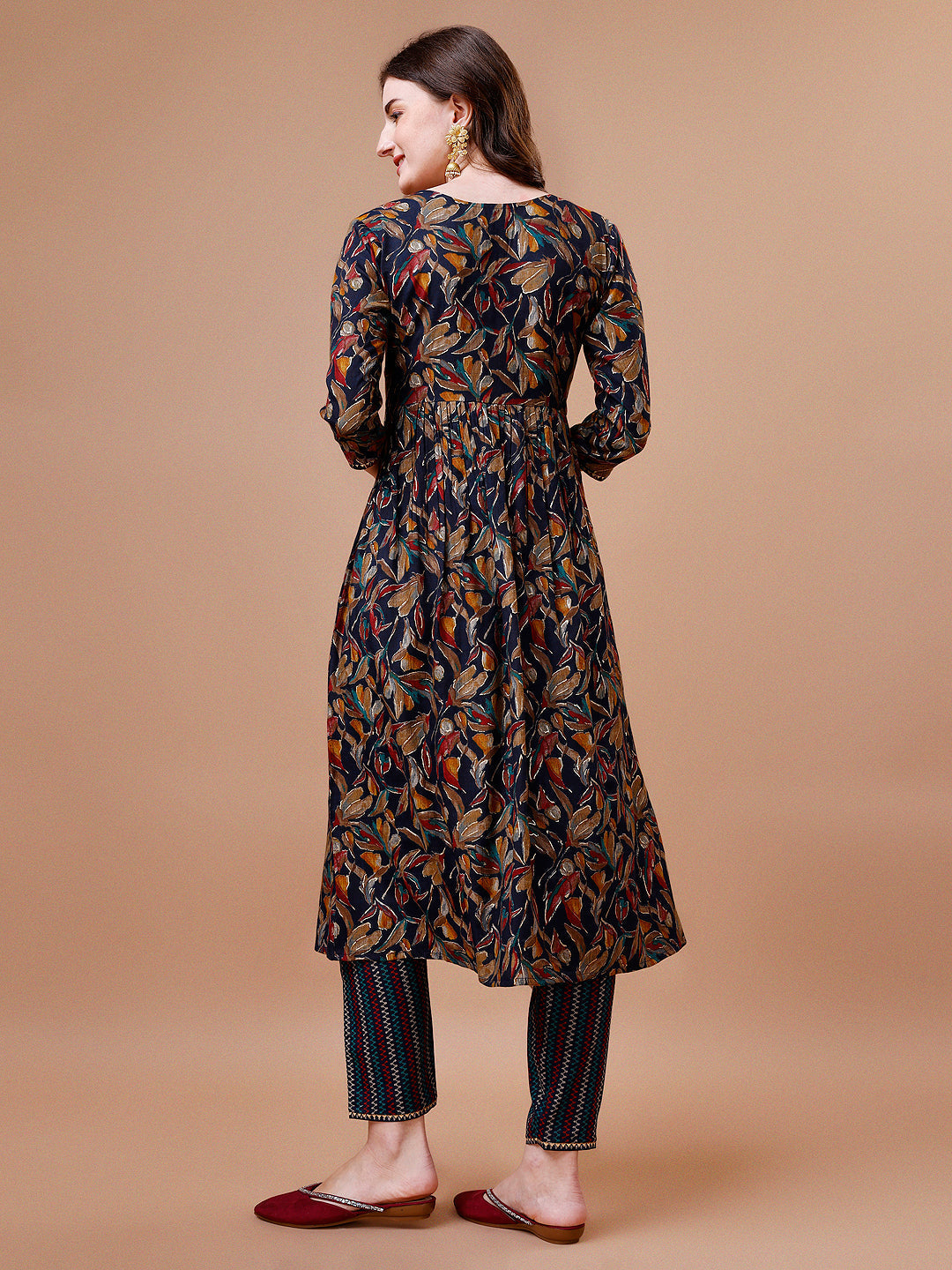 Alia Cut Botanical Printed & Embroidered Rayon Kurta With Pant & Dupatta, Multicolor - Hiral Fashion | Grocsy