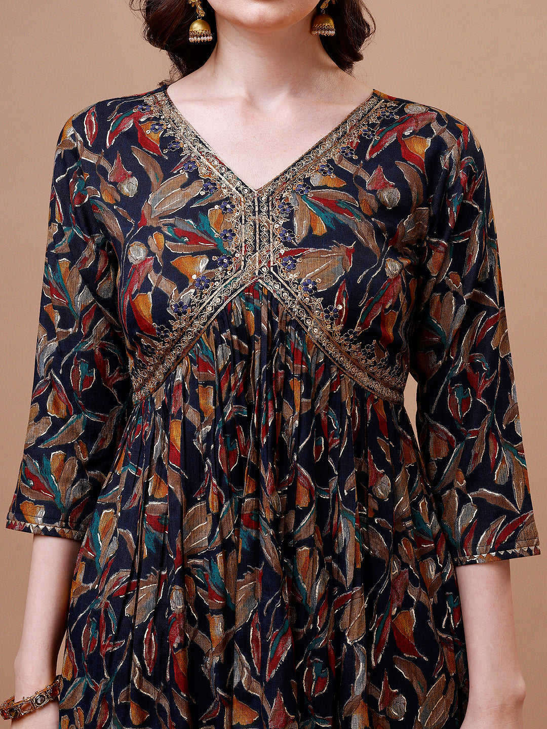 Alia Cut Botanical Printed & Embroidered Rayon Kurta With Pant & Dupatta, Multicolor - Hiral Fashion | Grocsy