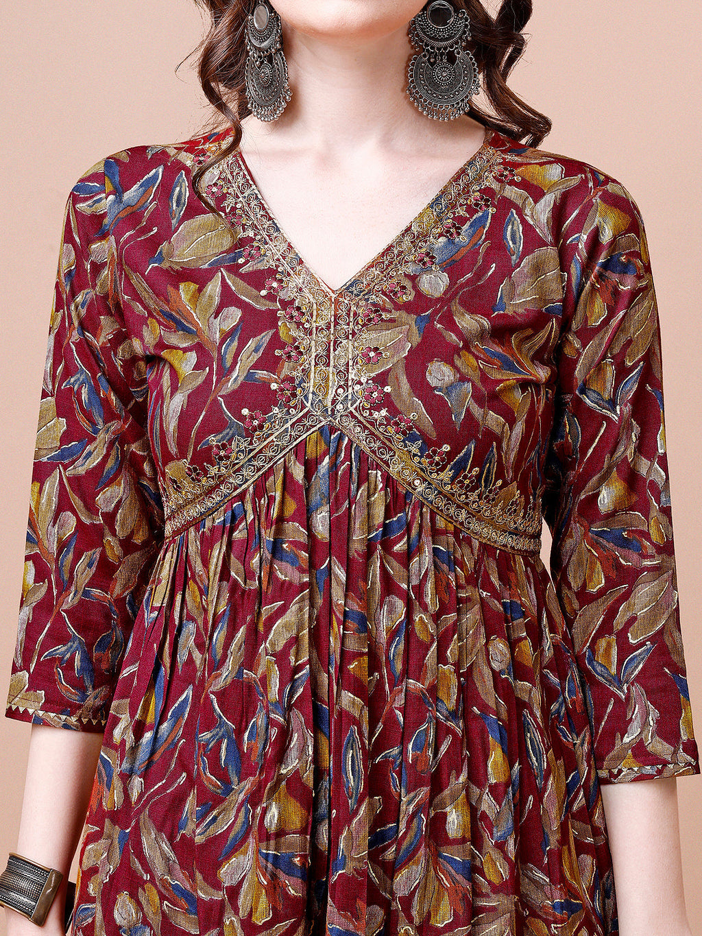 Alia Cut Botanical Printed & Embroidered Rayon Kurta With Pant & Dupatta, Multicolor - Hiral Fashion | Grocsy