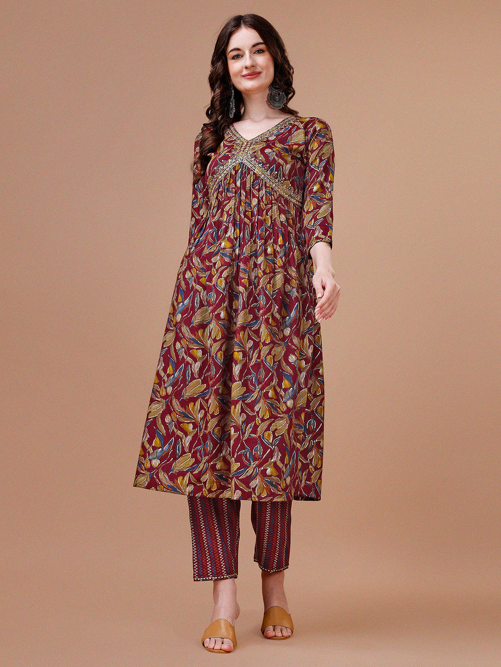 Alia Cut Botanical Printed & Embroidered Rayon Kurta With Pant & Dupatta, Multicolor - Hiral Fashion | Grocsy