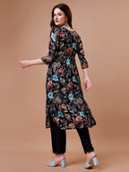 Alia Cut Hand Embroidered Floral Print Kurta With Pant & Dupatta, Multicolor - Hiral Fashion | Grocsy