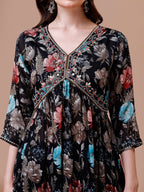 Alia Cut Hand Embroidered Floral Print Kurta With Pant & Dupatta, Multicolor - Hiral Fashion | Grocsy