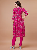 Alia Cut Hand Embroidered Floral Print Kurta With Pant & Dupatta, Multicolor - Hiral Fashion | Grocsy