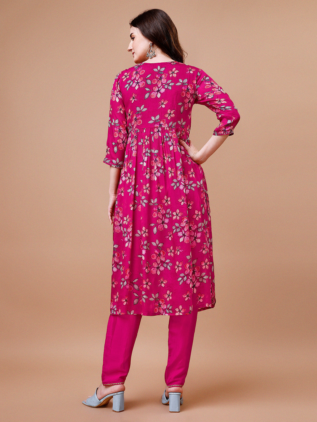 Alia Cut Hand Embroidered Floral Print Kurta With Pant & Dupatta, Multicolor - Hiral Fashion | Grocsy