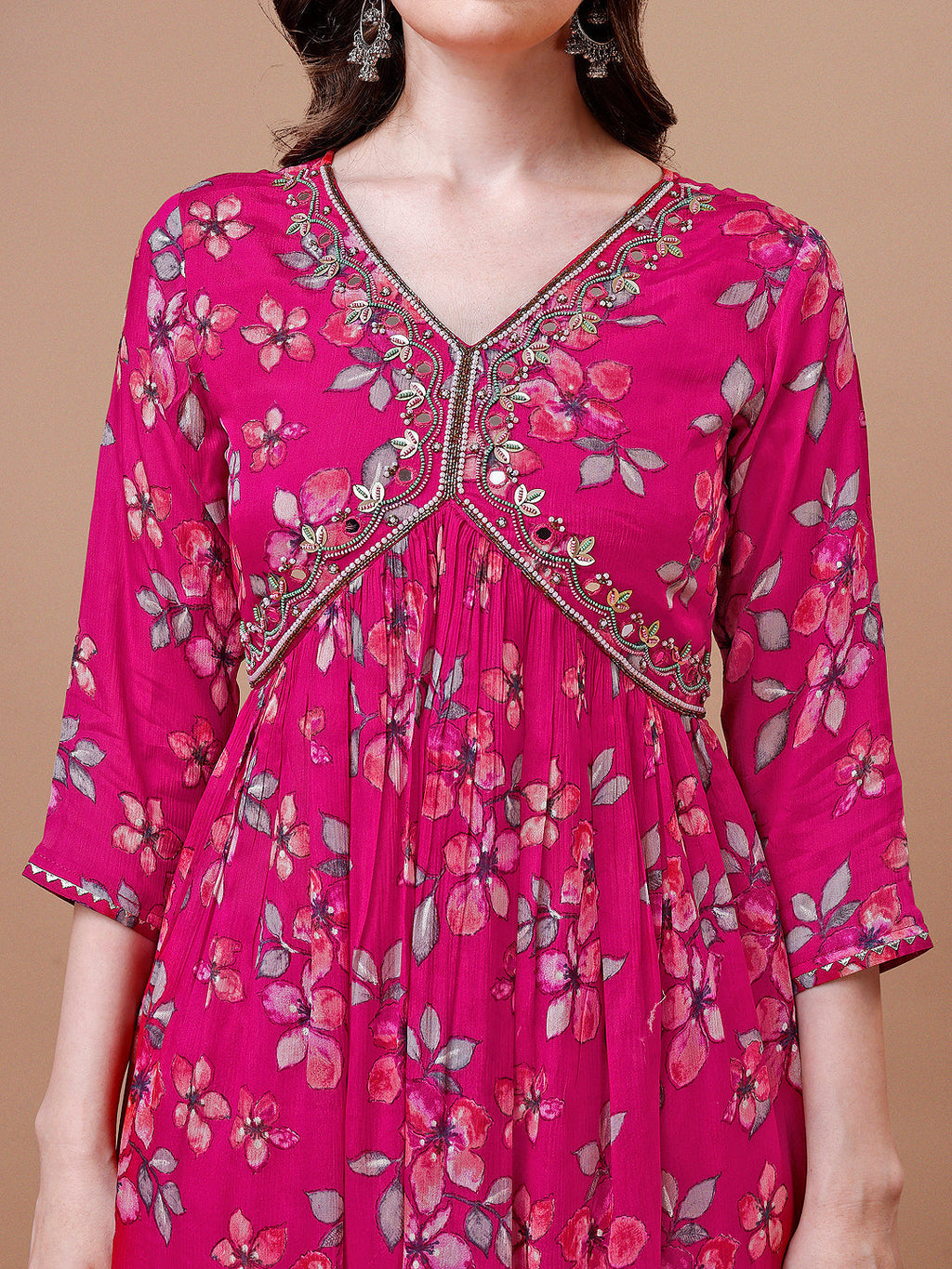Alia Cut Hand Embroidered Floral Print Kurta With Pant & Dupatta, Multicolor - Hiral Fashion | Grocsy