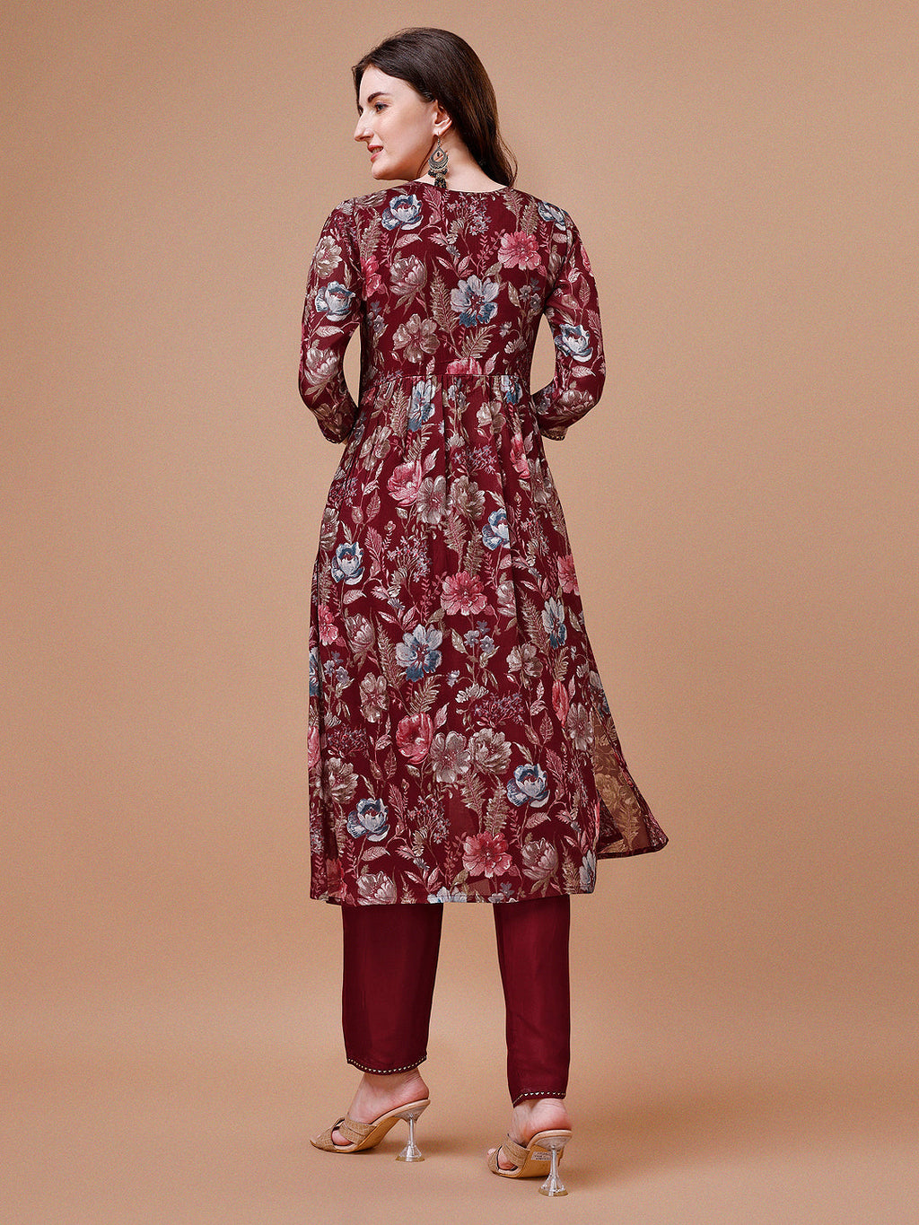 Alia Cut Hand Embroidered Floral Print Kurta With Pant & Dupatta, Multicolor - Hiral Fashion | Grocsy