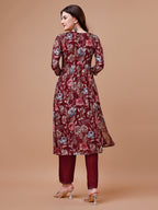 Alia Cut Hand Embroidered Floral Print Kurta With Pant & Dupatta, Multicolor - Hiral Fashion | Grocsy