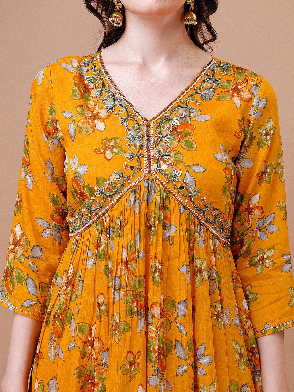 Alia Cut Hand Embroidered Floral Print Kurta With Pant & Dupatta, Multicolor - Hiral Fashion | Grocsy