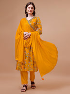Alia Cut Hand Embroidered Floral Print Kurta With Pant & Dupatta, Multicolor - Hiral Fashion | Grocsy