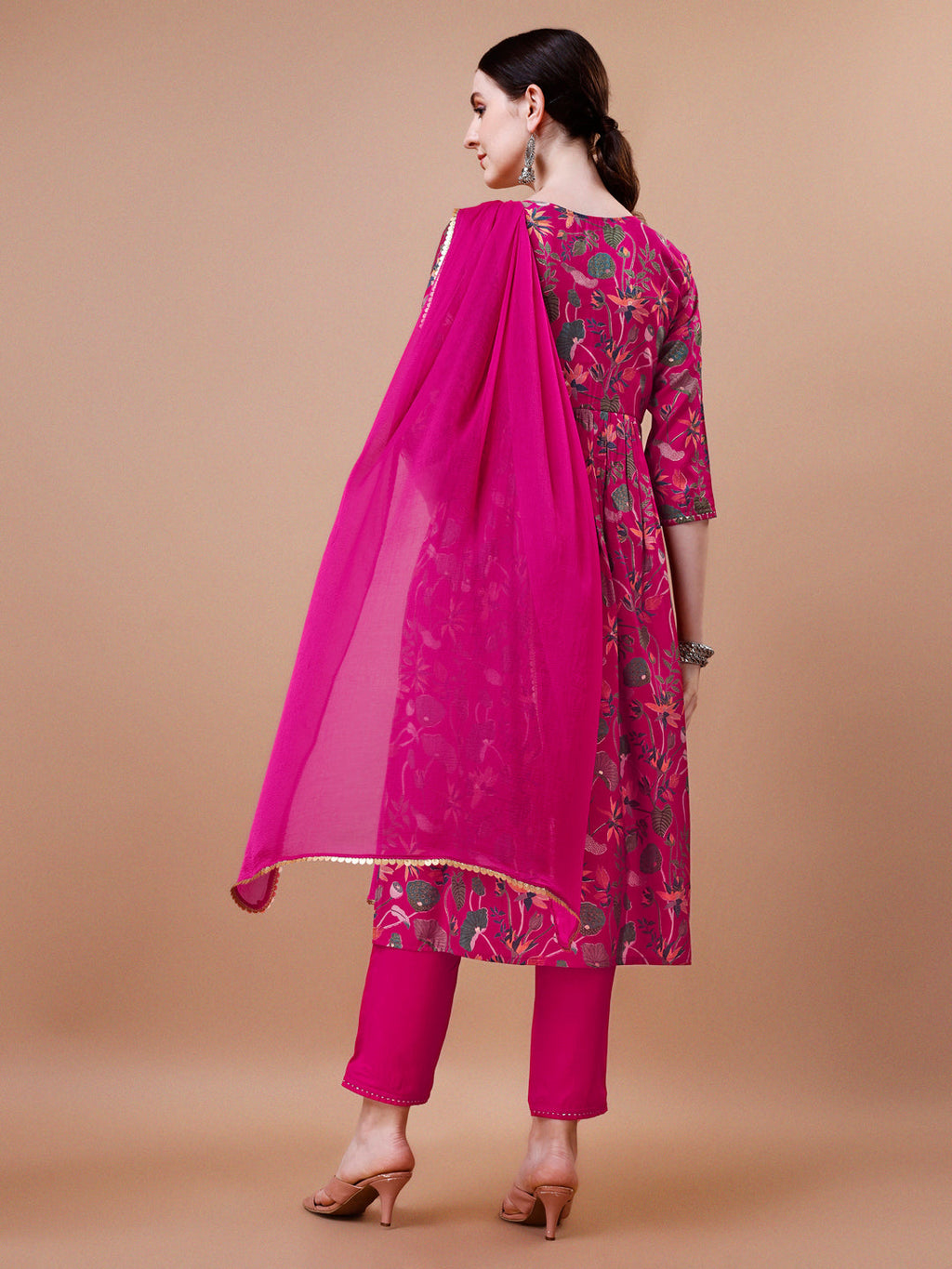 Alia Cut Embroidered & Floral Printed Kurta With Pant & Dupatta, Multicolor - Hiral Fashion | Grocsy