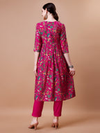 Alia Cut Embroidered & Floral Printed Kurta With Pant & Dupatta, Multicolor - Hiral Fashion | Grocsy
