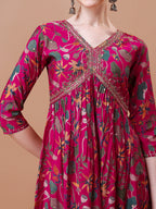 Alia Cut Embroidered & Floral Printed Kurta With Pant & Dupatta, Multicolor - Hiral Fashion | Grocsy