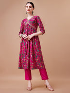 Alia Cut Embroidered & Floral Printed Kurta With Pant & Dupatta, Multicolor - Hiral Fashion | Grocsy
