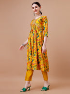 Alia Cut Embroidered & Floral Printed Kurta With Pant & Dupatta, Multicolor - Hiral Fashion | Grocsy
