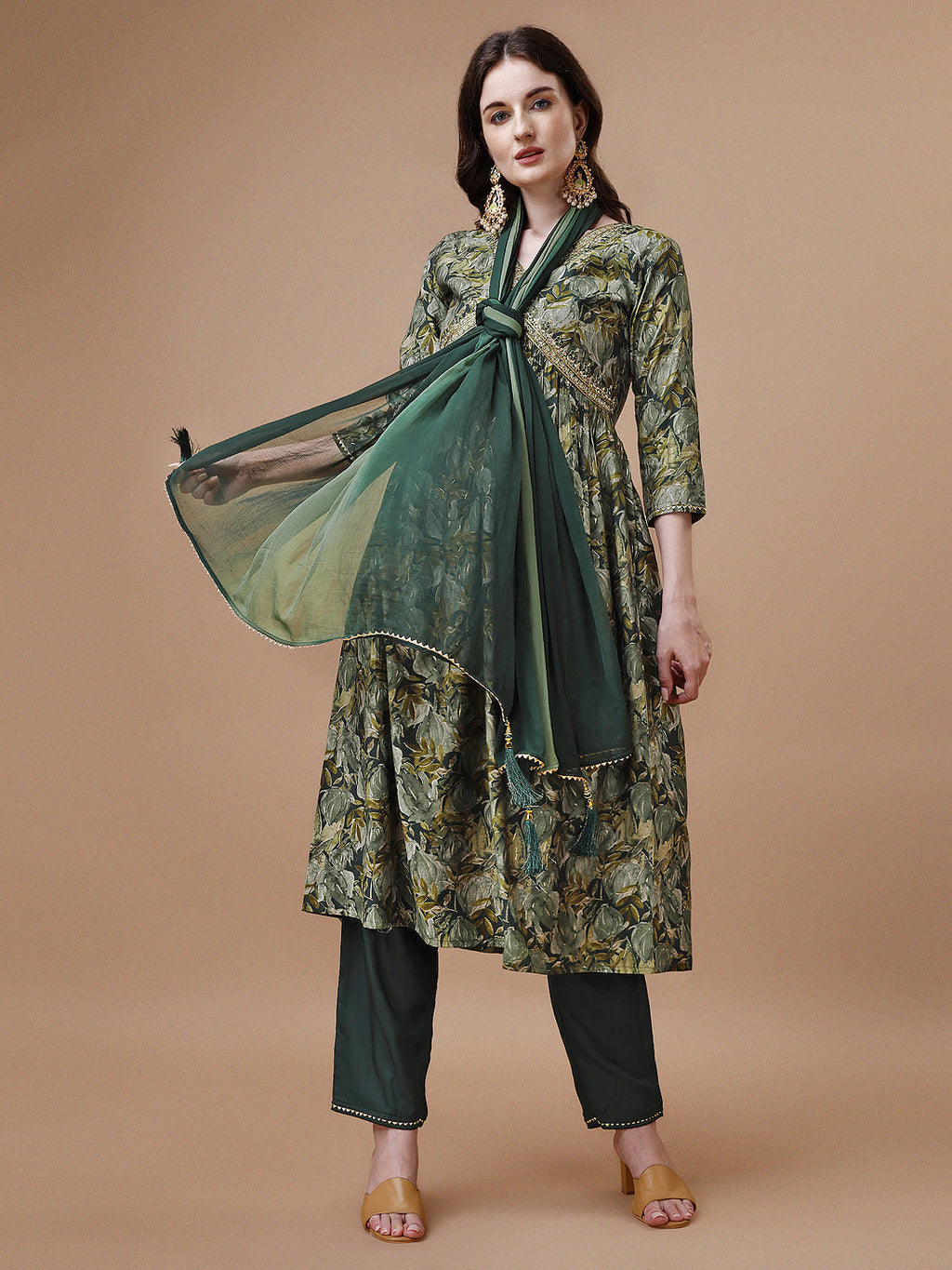 Alia Cut Printed & Embroidered Kurta With Pant & Dupatta, Multicolor - Hiral Fashion | Grocsy