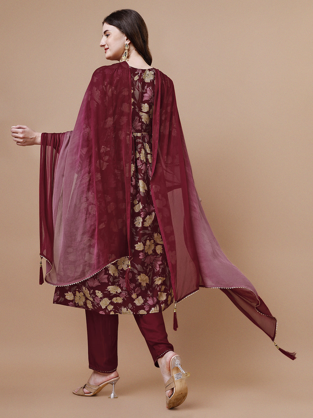 Alia Cut Printed & Embroidered Kurta With Pant & Dupatta, Multicolor - Hiral Fashion | Grocsy