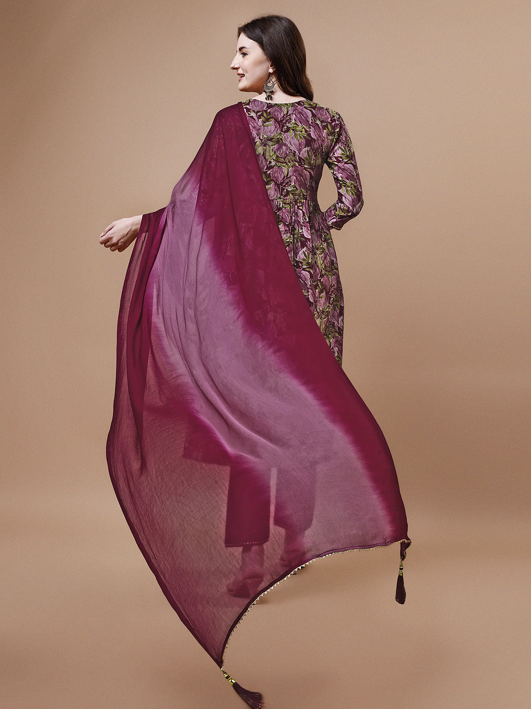Alia Cut Printed & Embroidered Kurta With Pant & Dupatta, Multicolor - Hiral Fashion | Grocsy
