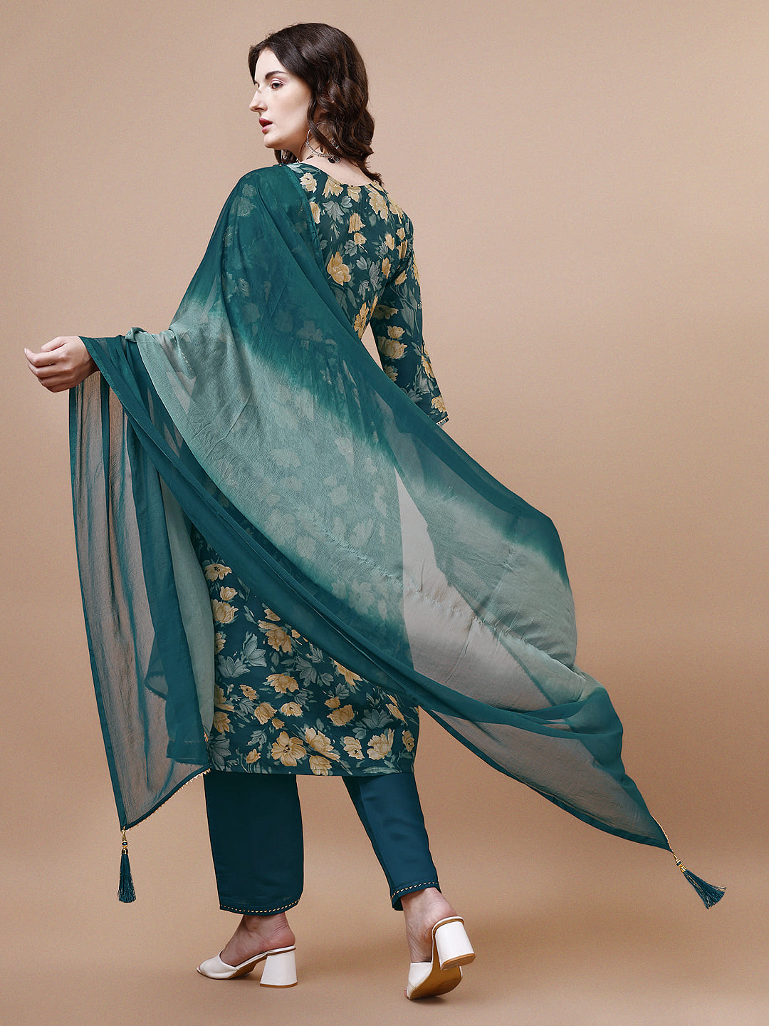 Alia Cut Printed & Embroidered Kurta With Pant & Dupatta, Multicolor - Hiral Fashion | Grocsy