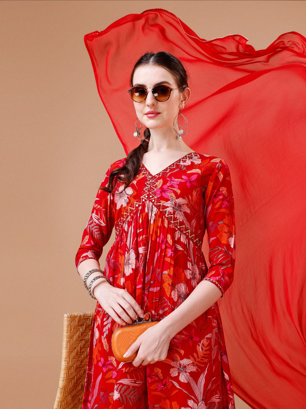 Alia Cut Floral Printed & Embroidered Kurta With Pant & Dupatta, Multicolor - Hiral Fashion | Grocsy