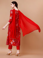 Alia Cut Floral Printed & Embroidered Kurta With Pant & Dupatta, Multicolor - Hiral Fashion | Grocsy