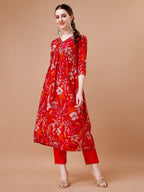 Alia Cut Floral Printed & Embroidered Kurta With Pant & Dupatta, Multicolor - Hiral Fashion | Grocsy