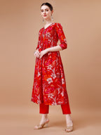 Alia Cut Floral Printed & Embroidered Kurta With Pant & Dupatta, Multicolor - Hiral Fashion | Grocsy