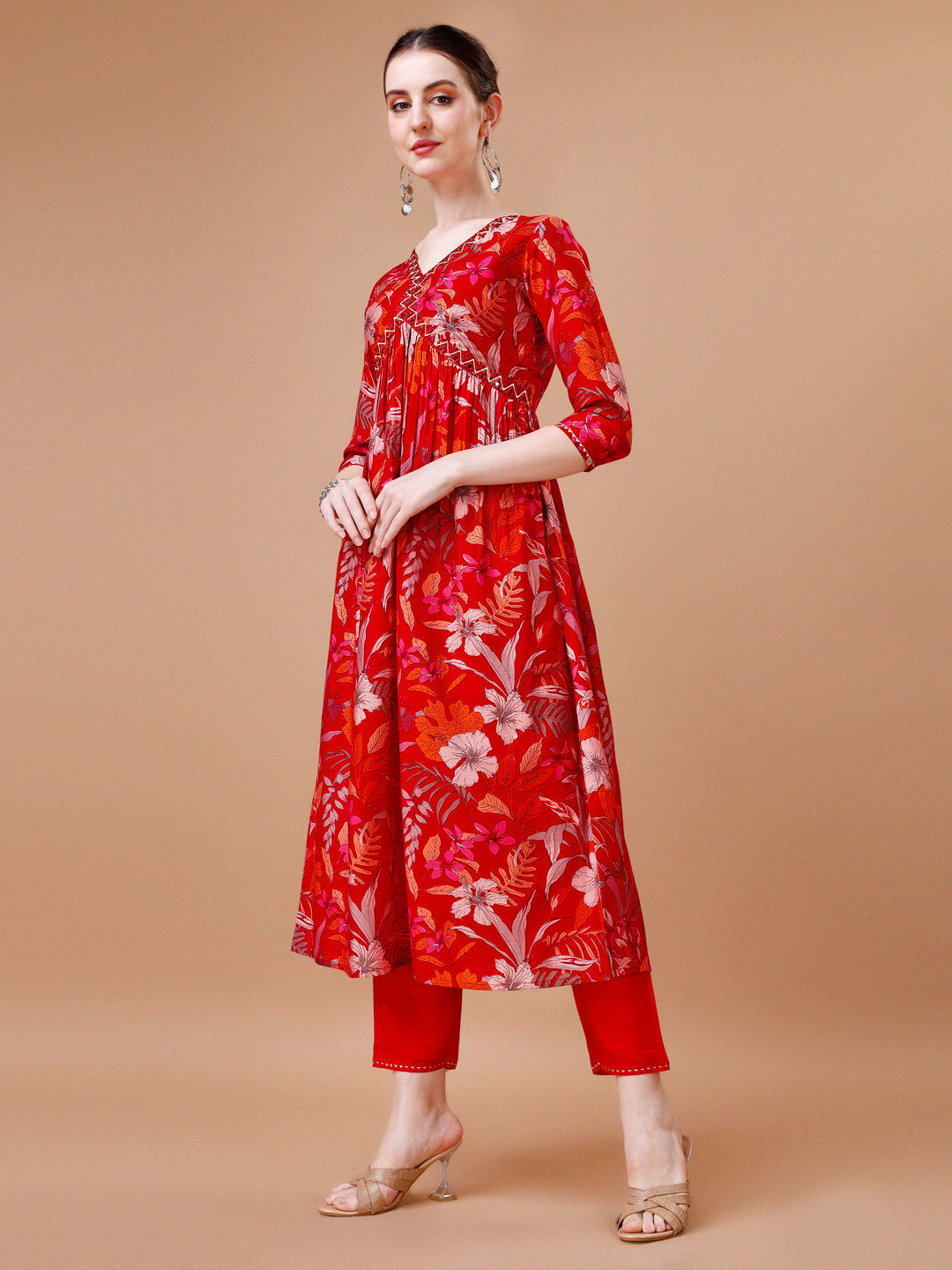 Alia Cut Floral Printed & Embroidered Kurta With Pant & Dupatta, Multicolor - Hiral Fashion | Grocsy