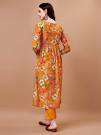 Alia Cut Floral Printed & Embroidered Kurta With Pant & Dupatta, Multicolor - Hiral Fashion | Grocsy