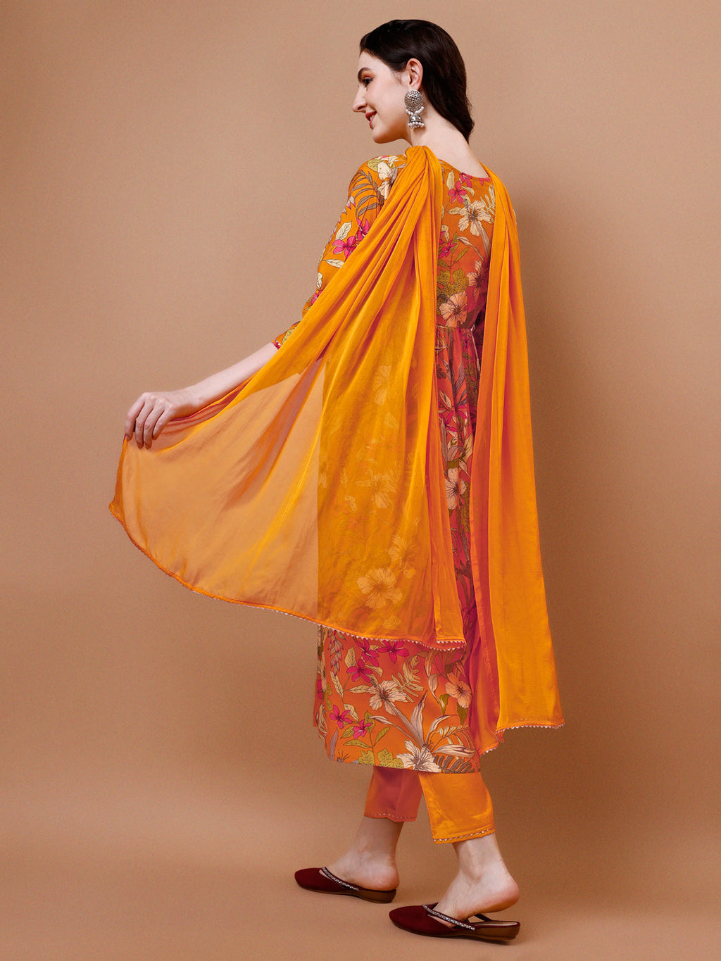 Alia Cut Floral Printed & Embroidered Kurta With Pant & Dupatta, Multicolor - Hiral Fashion | Grocsy